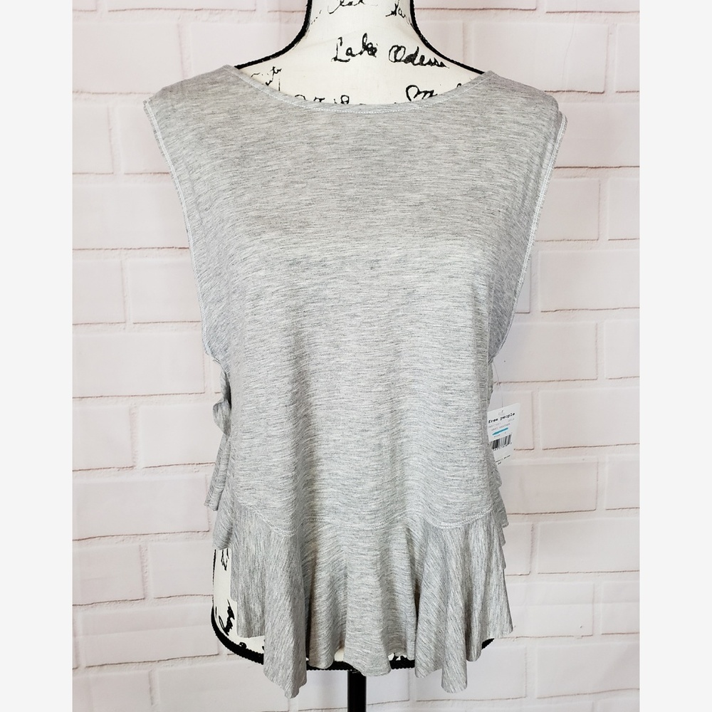 We The Free Gray Ruffle Flowy Tank Top Size S